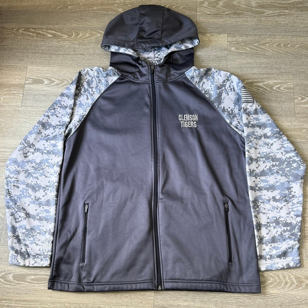 Clemson‎ University Tigers Full Zip Hoodie OHT Military Camo Jacket XL Gray
